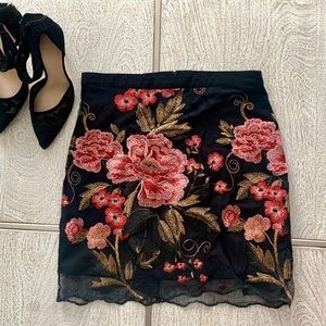 Lacey Floral Embroidered Mini Skirt